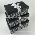 Custom Design Flocking Ribbon Decorated Paper Gift Storage Box